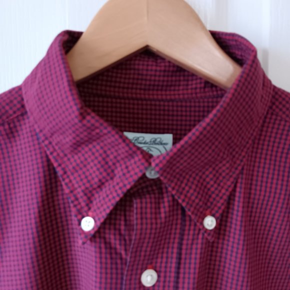 Brooks Brothers Men's Red/Blue Gingham Cotton Long Sleeve Sport Shirt Size L - Picture 5 of 13